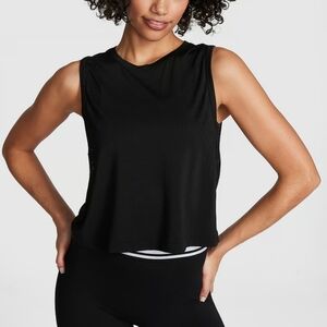 NWT VICTORIA'S SECRET PINK SEAMLESS DRAPEY MUSCLE TANK BLACK SIZE XS